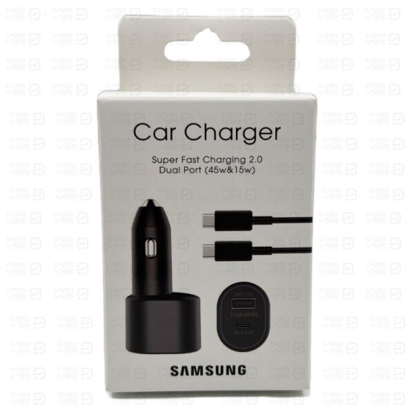 شارژر فندکی سامسونگ دو پورت 45W و Super Fast Charge 15W
