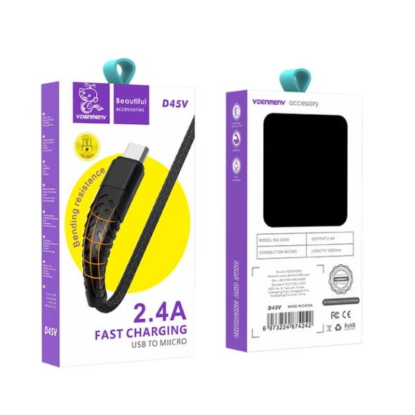 کابل MICRO دنمن مدل VDENMENV D45V 2.4A فست اورجینال